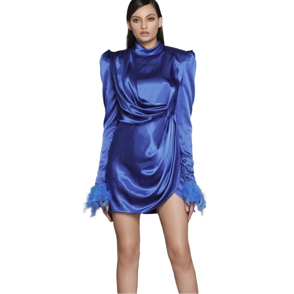 Bronx and Banco Blue Satin Mini Dress